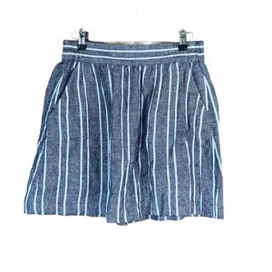 LOFT Outlet Grey and White Striped Midi Skirt